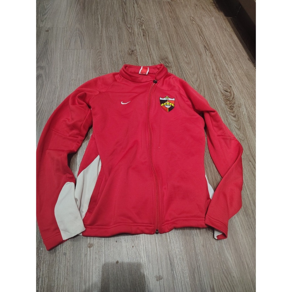 Nike Team Soccer Jacket Youth L 12-14 Red Full Zip Dri-Fit Y2K